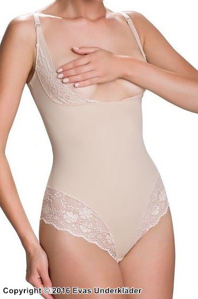 Shapewear body, Blumenspitze, ohne Körbchen, Korrektur von Bauch und Po